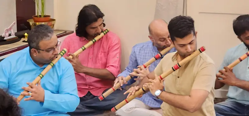 Prakash Hegde with a bansuri